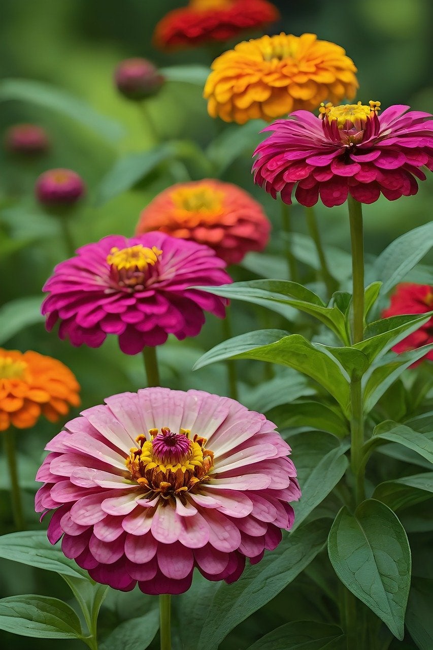 Zinnia Flower Seeds Canada, Mixed Color Annual, Bright Colored Flowers